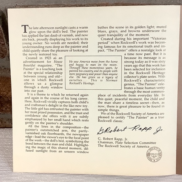 NORMAN ROCKWELL Vintage 1983 “The Painter” Collector’s Plate - Picture 6 of 10